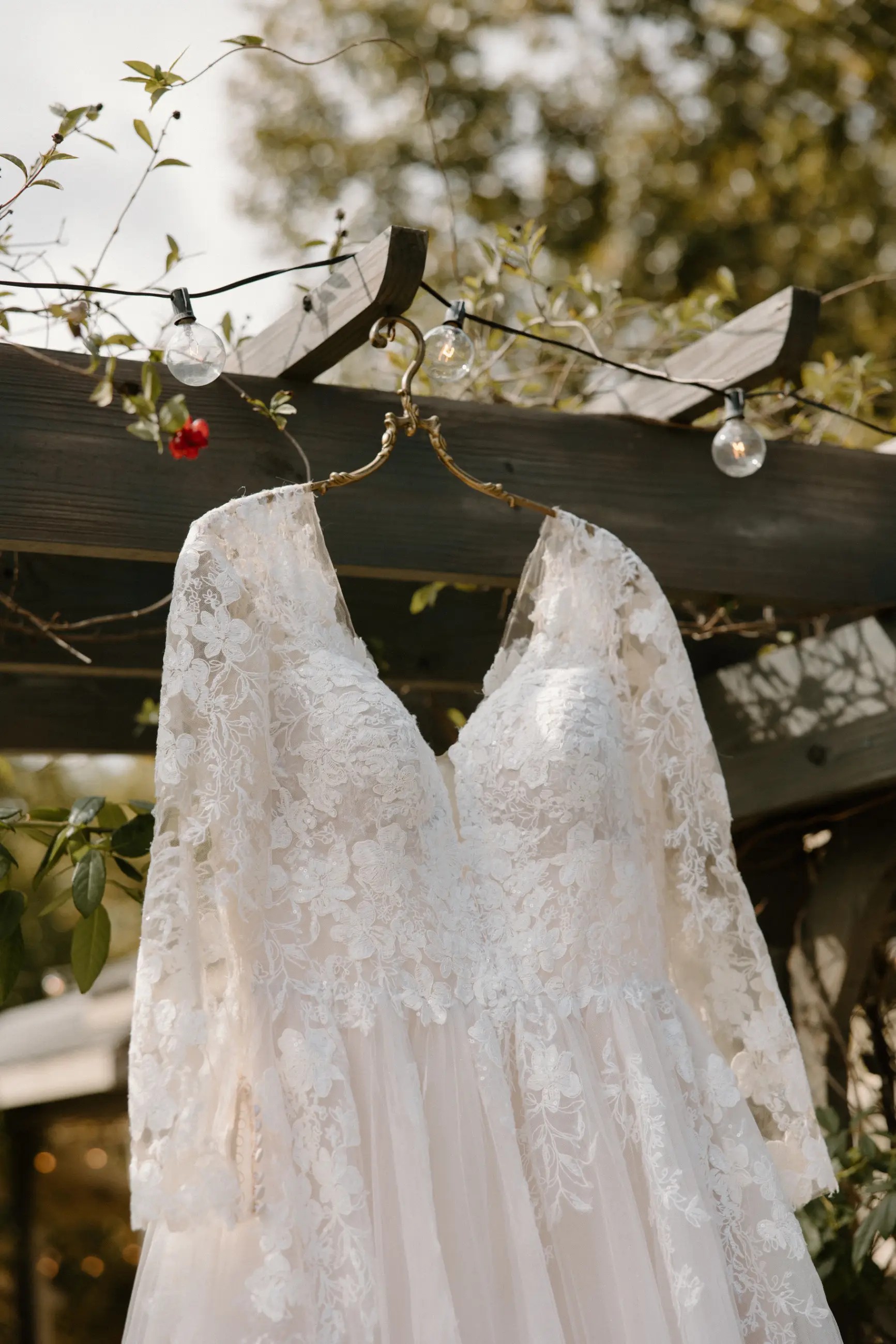 hanging wedding dress