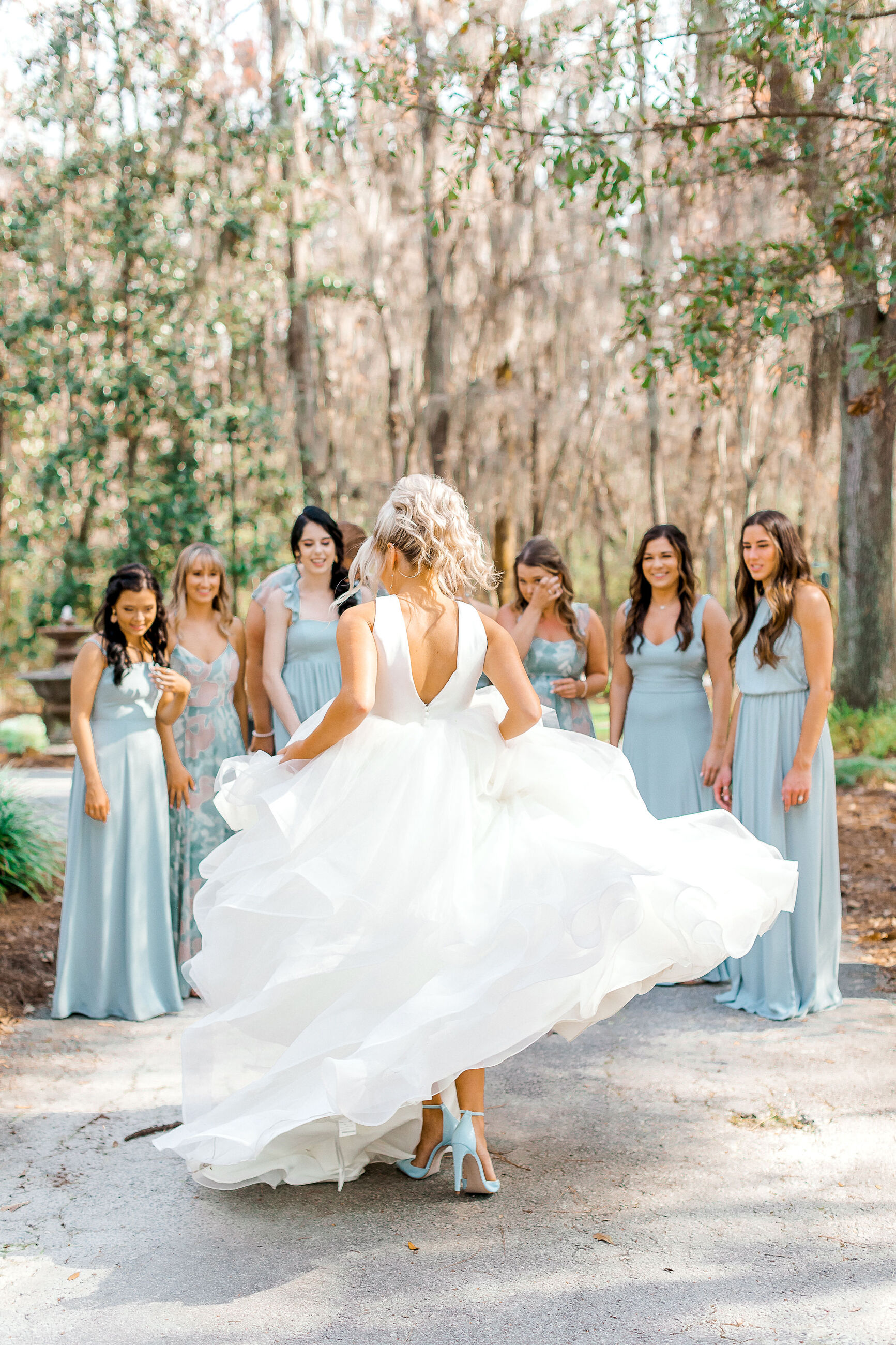 spinning in ball gown wedding dress