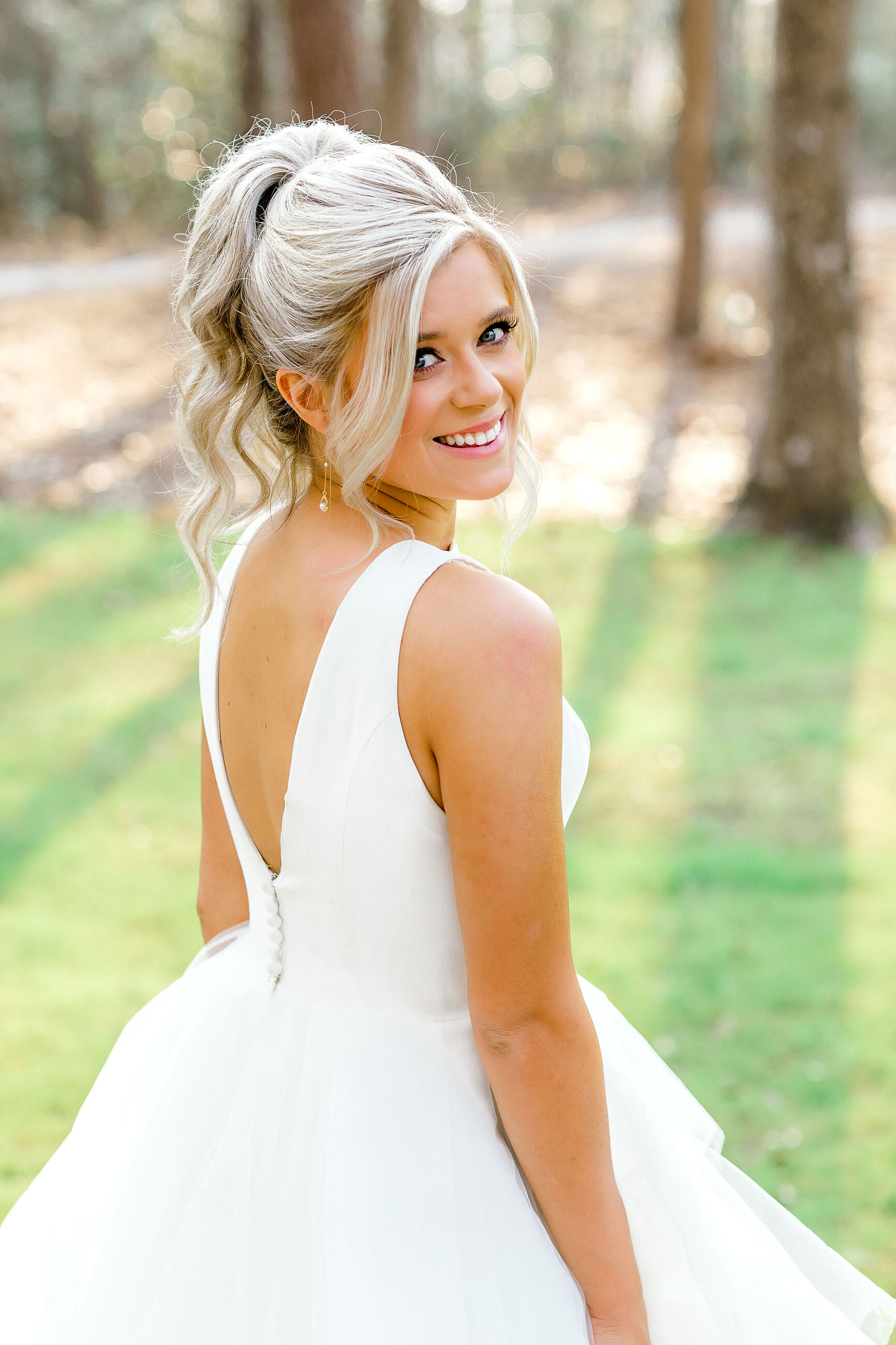 bride looking over shoulder