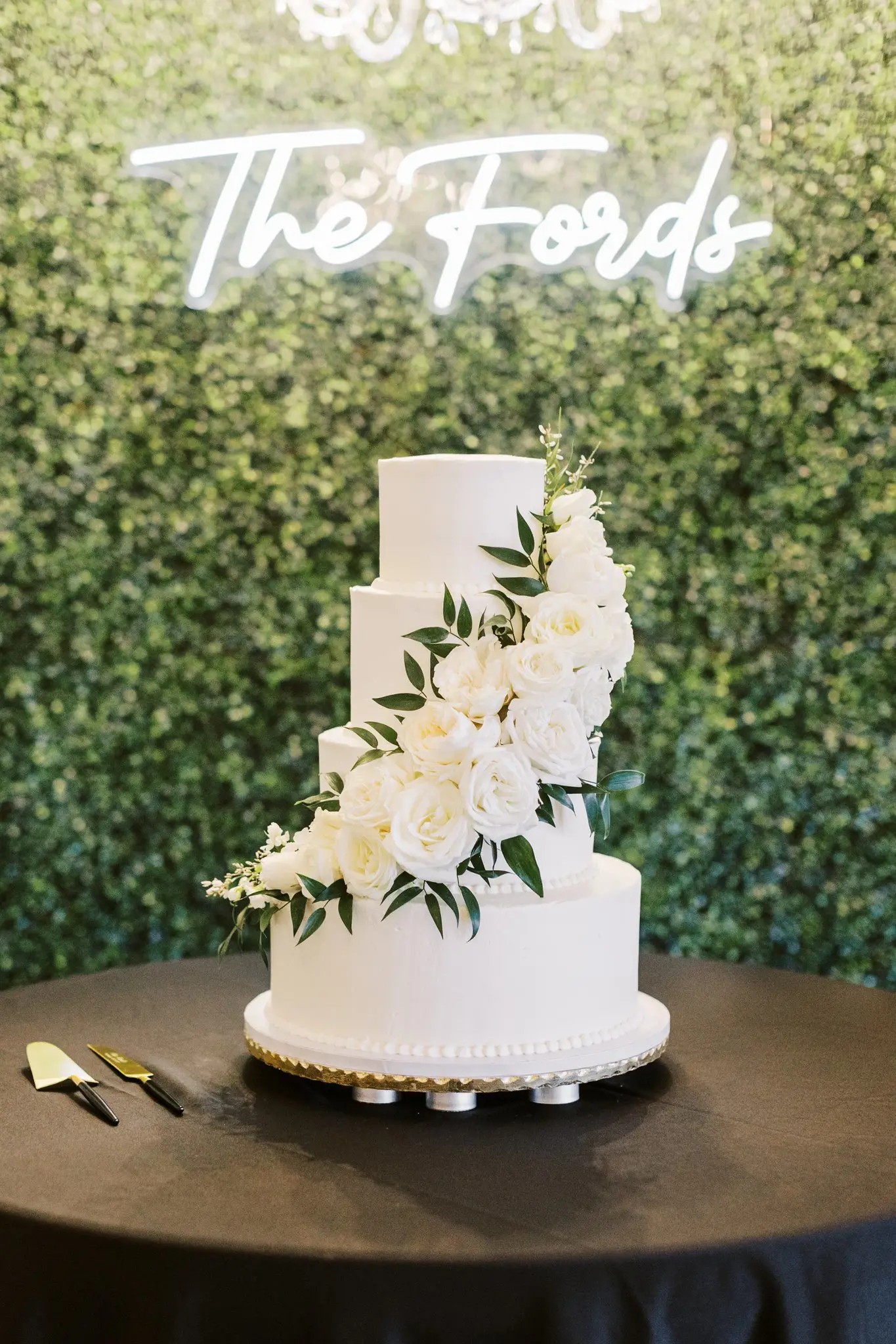 Simple Tiered Wedding Cake with white flowers 