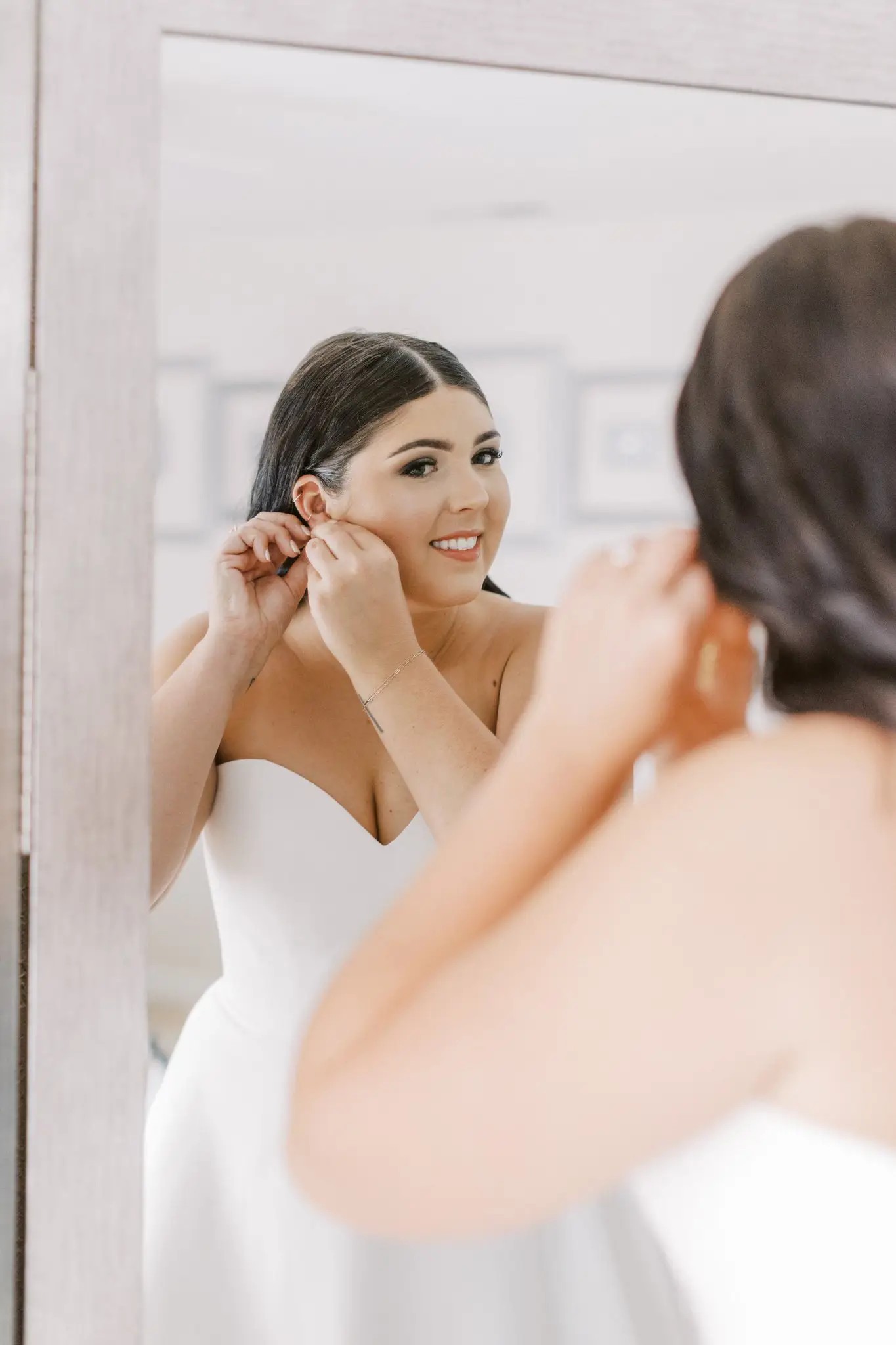 Bride getting ready mirror