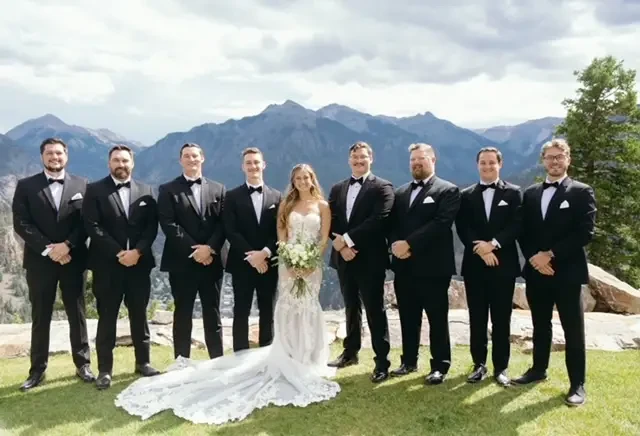 bride with groomsman