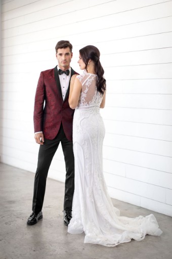 Style MOD Apple Red Aries Paisley Tuxedo Jim's Formal Wear #1 thumbnail